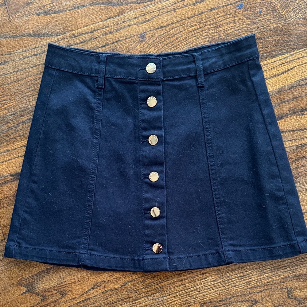 Forever 21 Blue Mini Skirt with Gold Buttons